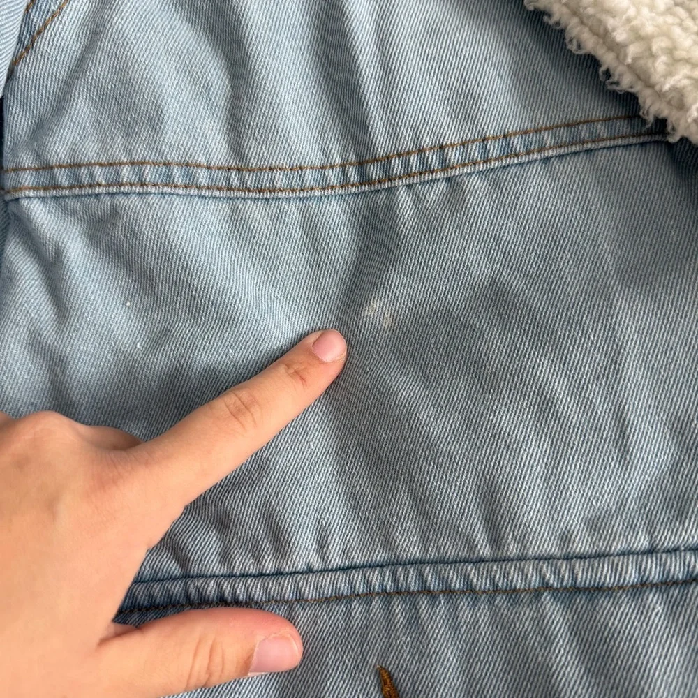 Ashley Vintage Charm Denim Sherpa Jacket Size Medium